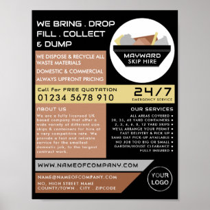 Poster Black Rubish Skip, Skip/Dumpster Company