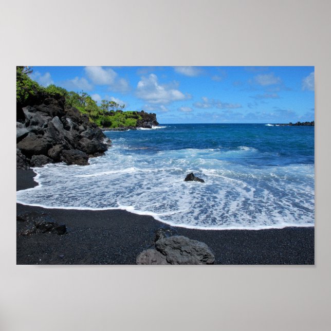 Poster Black Sand Beach, Waianapanapa State Park, Maui Po (Frente)