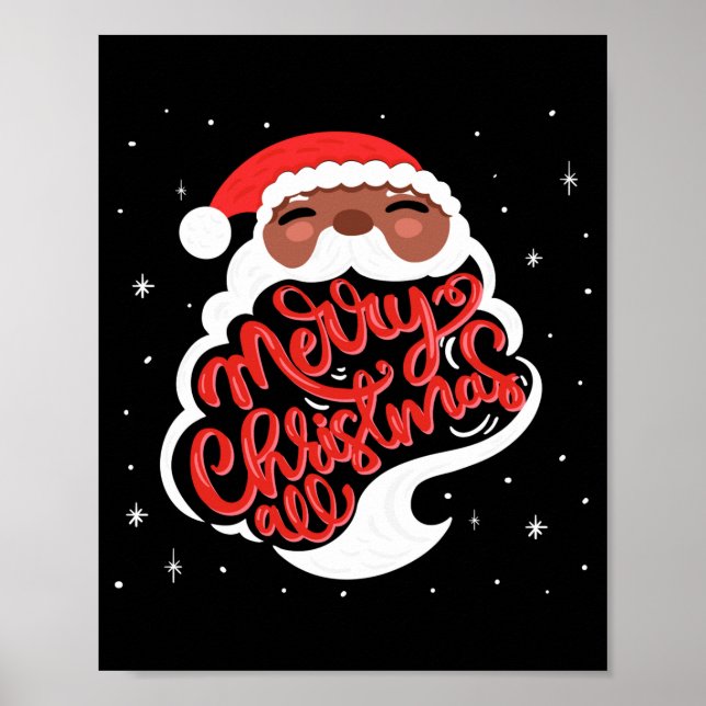 Poster Black Santa Merry Christmas All Toddler T Shirt  (Frente)