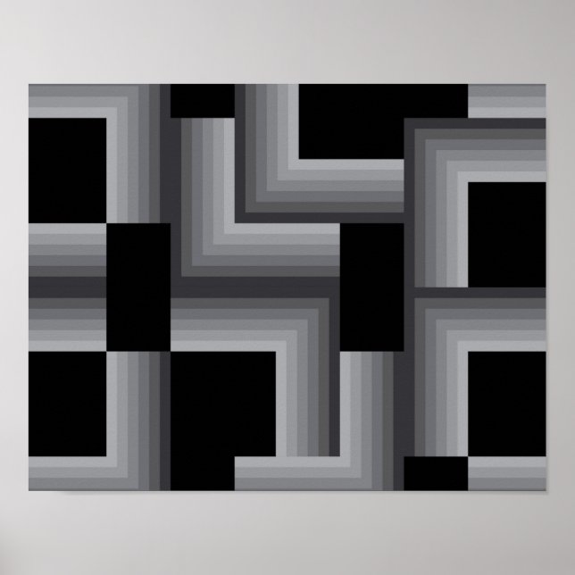 Poster Black, silver ,cool, unique, trendy square shapes (Frente)