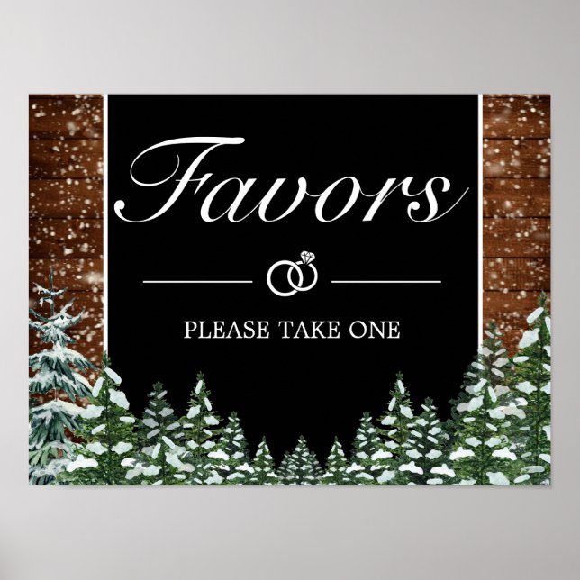 Poster Black Snowy Wood & Forest Favorece Sinal de Casame (Frente)