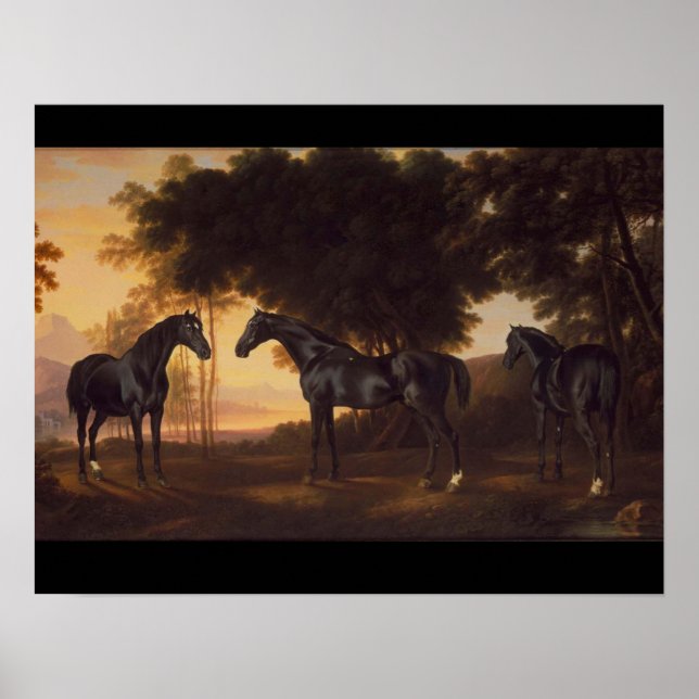 Pôster Black Stallions pinta por George Stubbs (Frente)