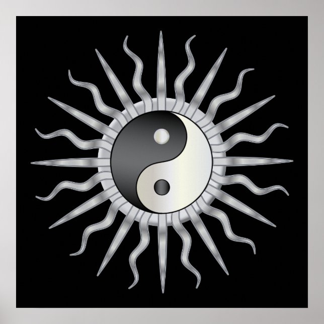 Pôster Black Starburst Yin Yang (Frente)
