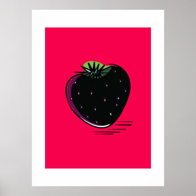 Poster Black Strawberry – Minimal Pop  (Frente)