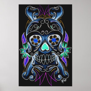 Pôster Black Sugar Skull Print