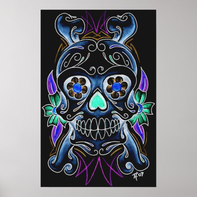 Pôster Black Sugar Skull Print (Frente)