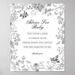Poster Black Toile De Jouy Advice para Jogo de Chá de fra