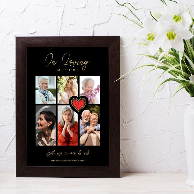 Poster Black Trendy Collage 6 Fotos Coração Vermelho Mode (Criador carregado)