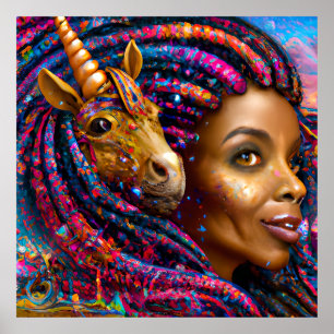 Poster Black Unicorn Melanin Unicorns Afro Queen Crown