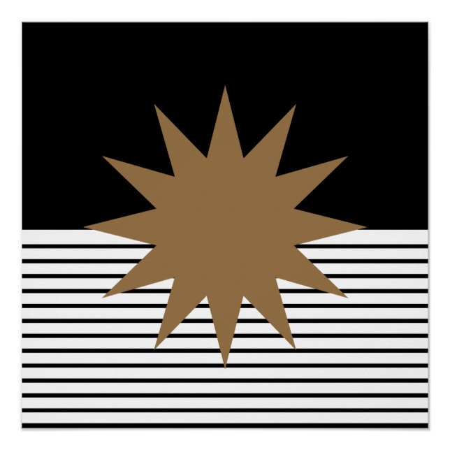 Pôster Black White Art Brown Sun (Frente)