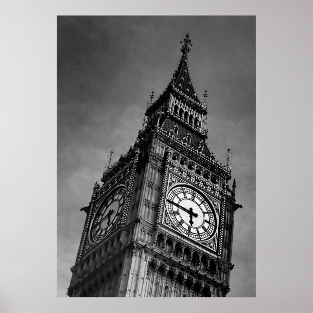 Poster Black & White Big Ben Art Photography (Frente)