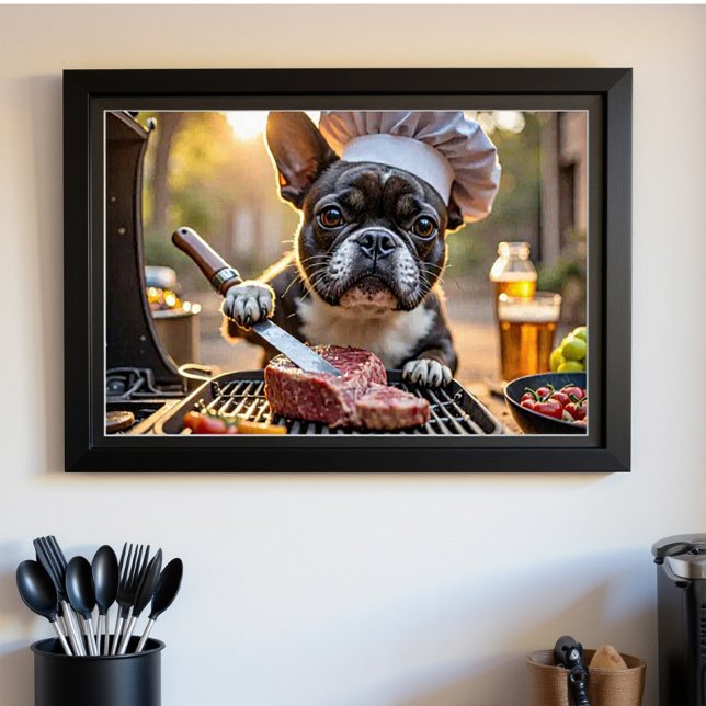 Poster Black White Buldogue Grillmaster (Criador carregado)