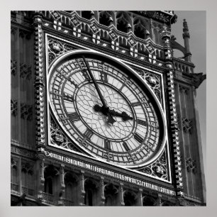 Pôster Black White Close Big Ben Clock Tower London