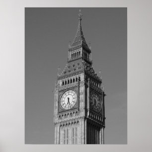 Pôster Black White Close up Big Ben Clock Tower London