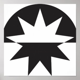 Poster Black White Deco Star Sunburst