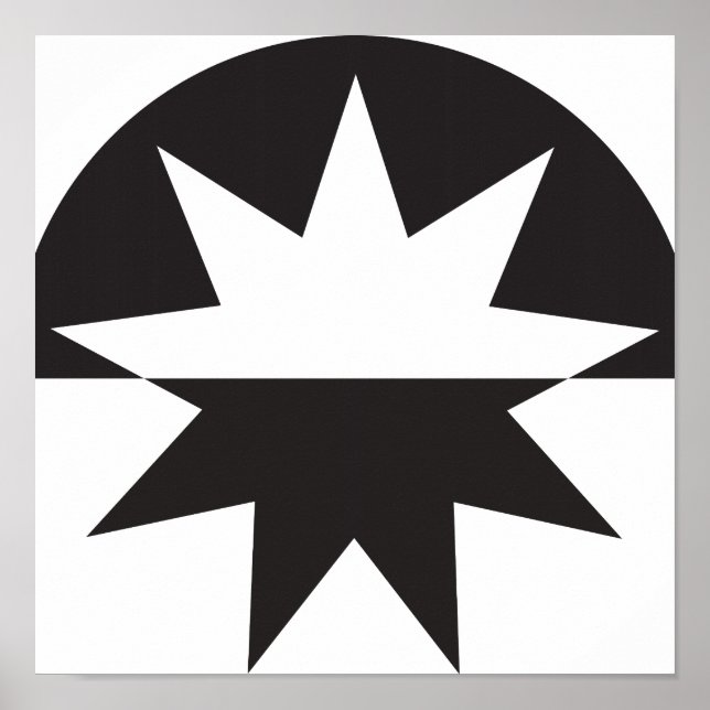 Poster Black White Deco Star Sunburst (Frente)