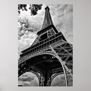 Pôster Black White Eiffel Tower Love Paris Europe Viagem