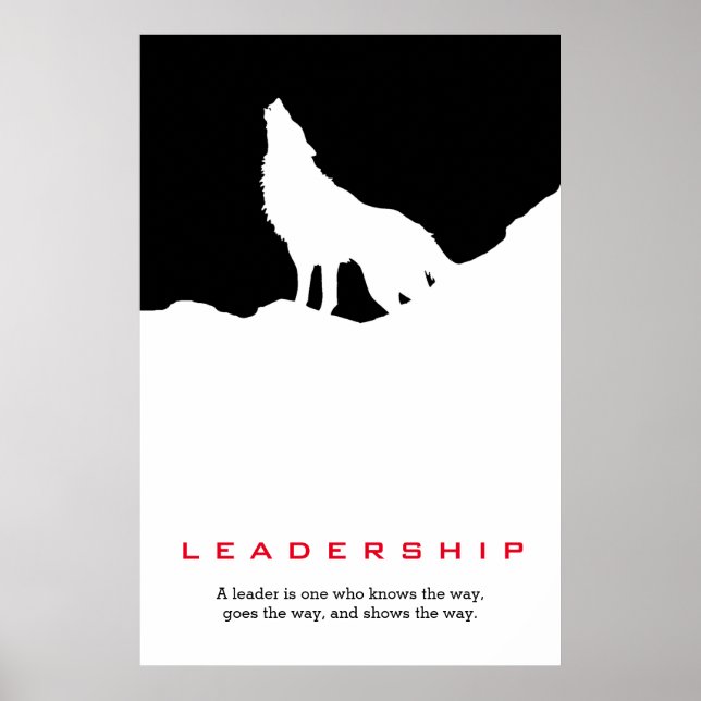Poster Black White Inspirational Leadership Wolf Pop Art (Frente)