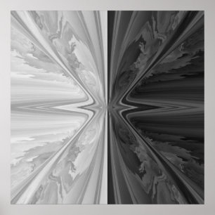 Poster Black & White Marble Stone Ying Yang