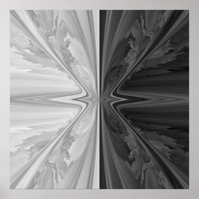 Poster Black & White Marble Stone Ying Yang (Frente)