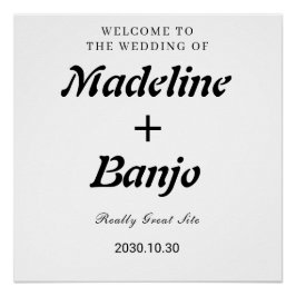 Pôster Black & White Minimalist Calligraphy Wedding 