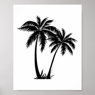 Poster Black White Palm Trees Summer Sun Beach Homens