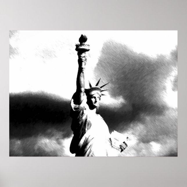 Poster Black White Statue of Liberty New York City (Frente)