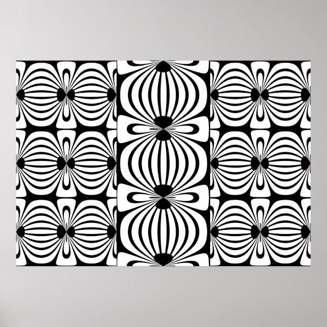 Poster Black & White Style Abstrato Bloom 3 (Frente)