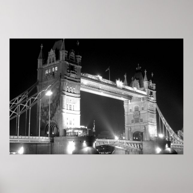 Pôster Black White Tower Bridge (Frente)