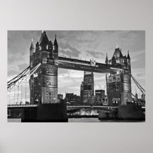 Poster Black White Tower Bridge UK Viagem