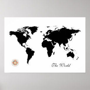Pôster black&white travel world_map