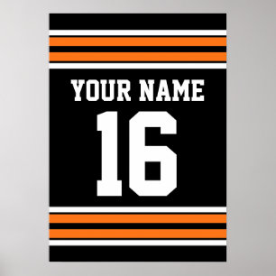 Poster Black with Orange White Stripes Team Jersey