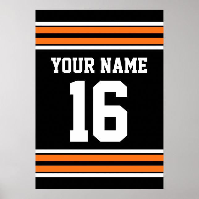 Poster Black with Orange White Stripes Team Jersey (Frente)
