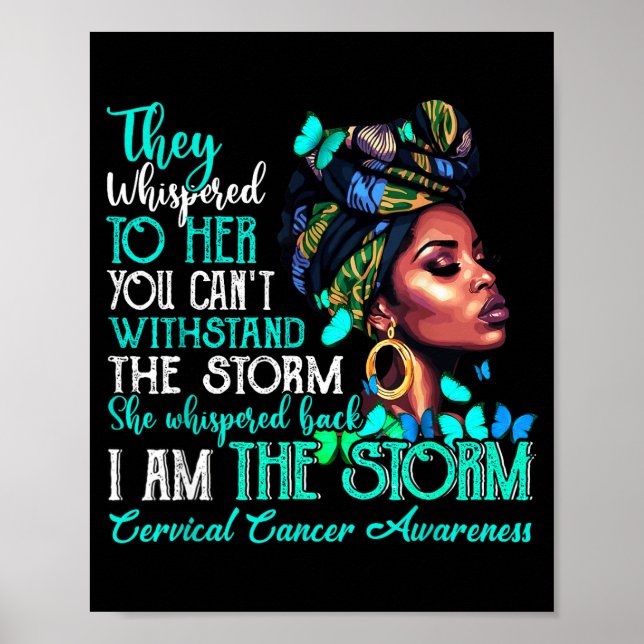 Poster Black Women Motivation Suprt Cervical Cancer Aware (Frente)