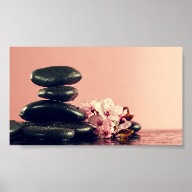 Poster Black Zen Stones Flowers (Frente)