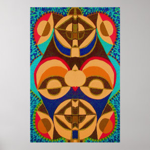 Pôster BlackArt na cor - arte africana da mascote