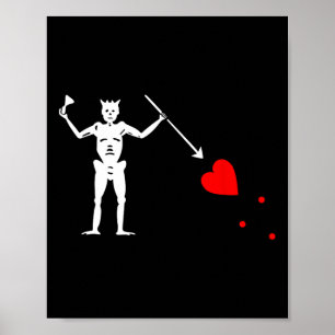 Poster Blackbeard Pirate Flag Jolly Roger Skeleton Hallow
