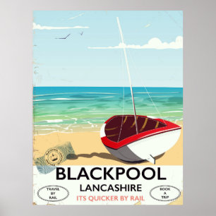 Pôster Blackpool,lancashire,poster de trem