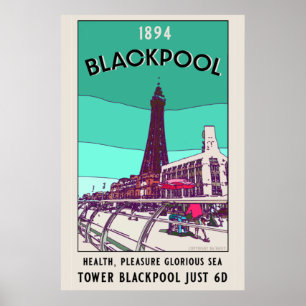Poster Blackpool Seaside Resort England Vintage Art