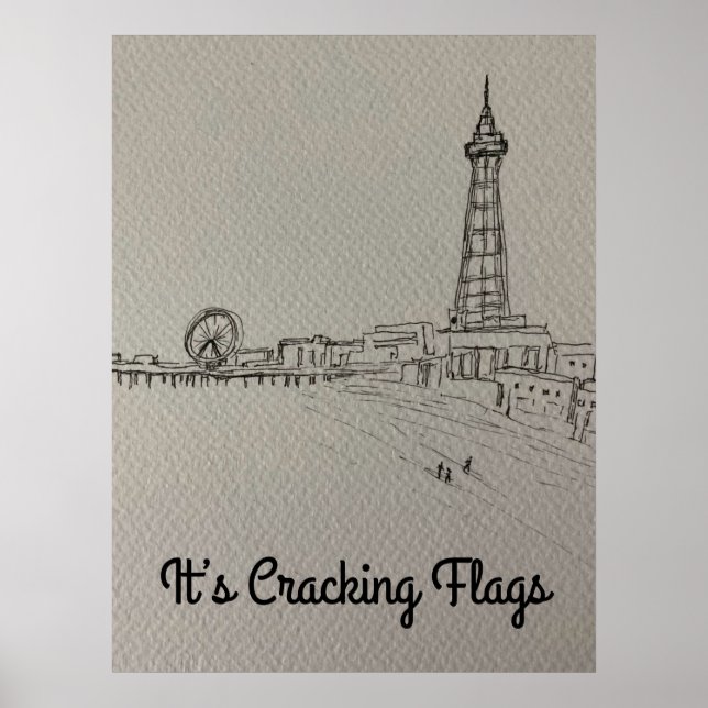 Poster Blackpool Tower It's Cracking Flags arte original (Frente)