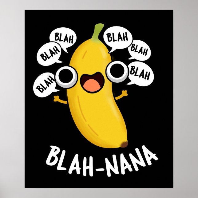 Poster Blah-nana Funny Banana Pun Dark BG (Frente)