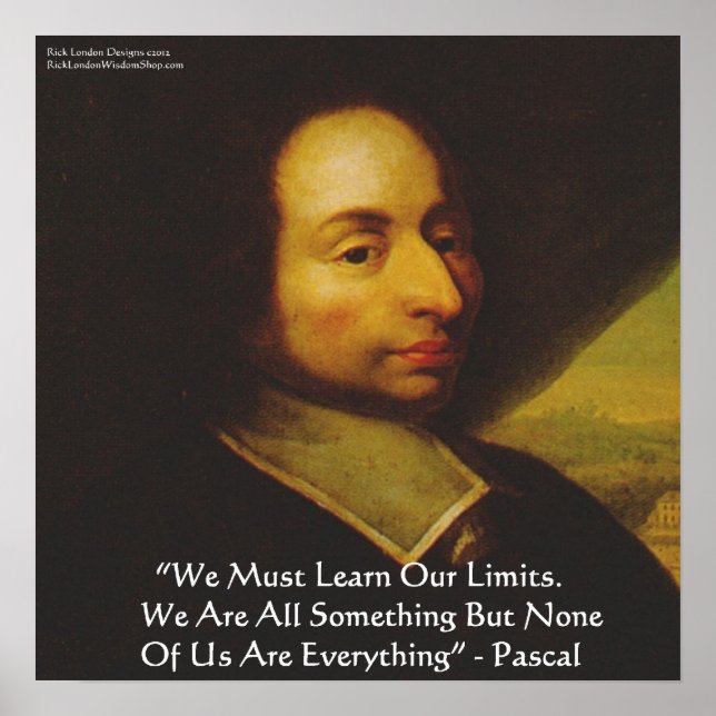 Pôster Blaise Pascal "Conheça os Limites" Capa de Citação (Frente)