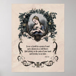 Poster Blake "To See a World" Victorian Poetry Art 17x22