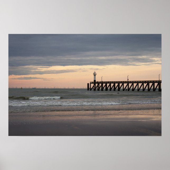 Poster Blankenberge sunset, Costa Belga (Frente)