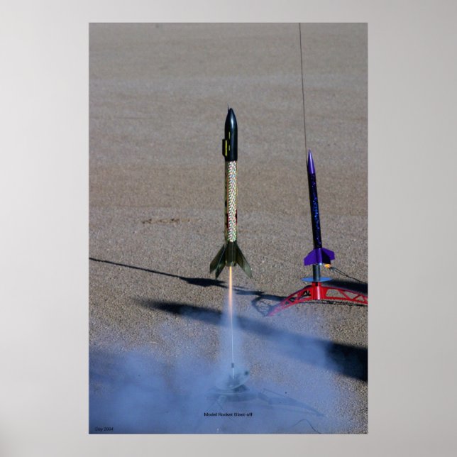 Pôster Blast-off Modelo do Foguete (Frente)