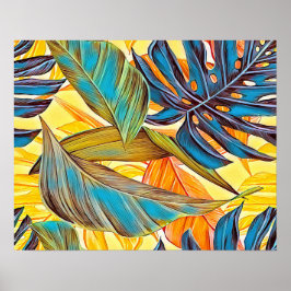 Poster Blätter in Farben
