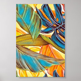 Poster Blätter in Farben