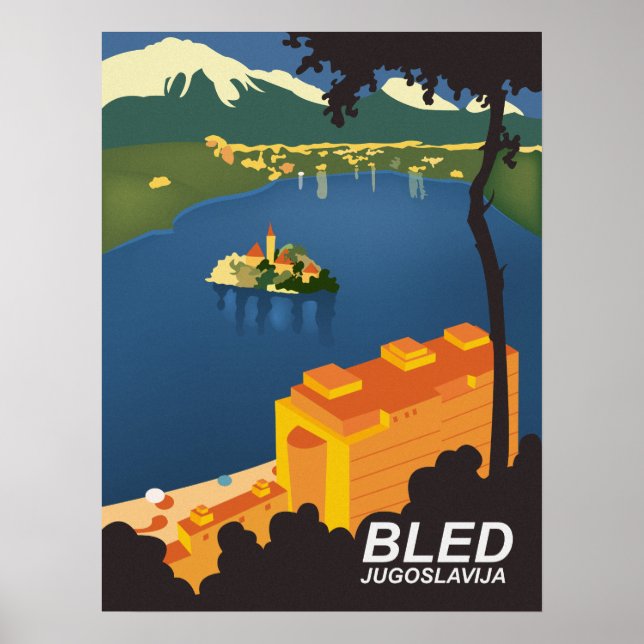 Poster Bled, Iugoslávia, viagem antiga (Frente)