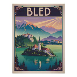 Pôster Bled Slovenia vintage
