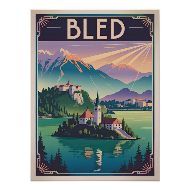 Pôster Bled Slovenia vintage (Frente)